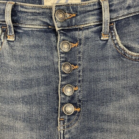 Free People Jeans Womens 27 Blue Sabrina Distressed Skinny Button Fly High Rise - Picture 5 of 16